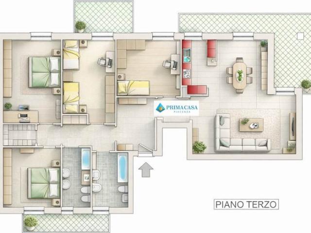 APPARTAMENTO in VENDITA a PIACENZA B.RA GENOVA di 5 vani