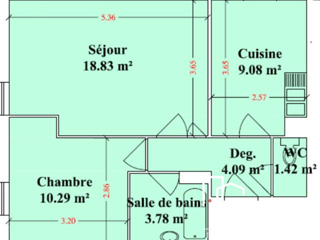 Appartement 47 m2 2 pièces