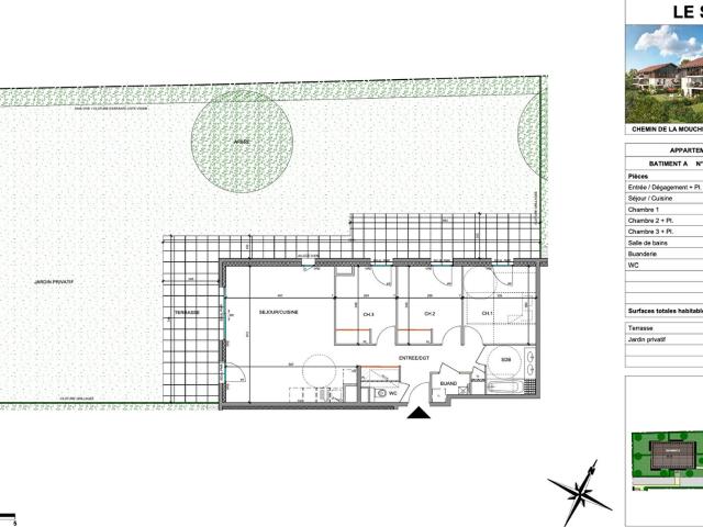 Appartement 4 pièce s 80,04 m2 avec Jardin + Terrasse + Gar. 80m² Thonon les Bains