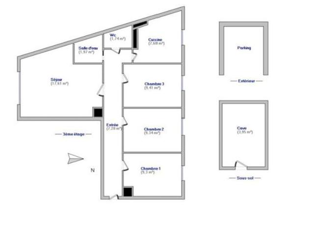 Appartement 4 pièces 64 m²