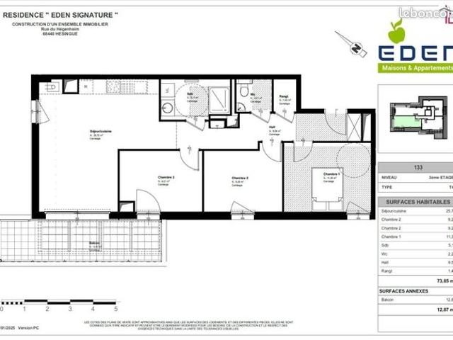 Appartement 4 pièces 73 m²
