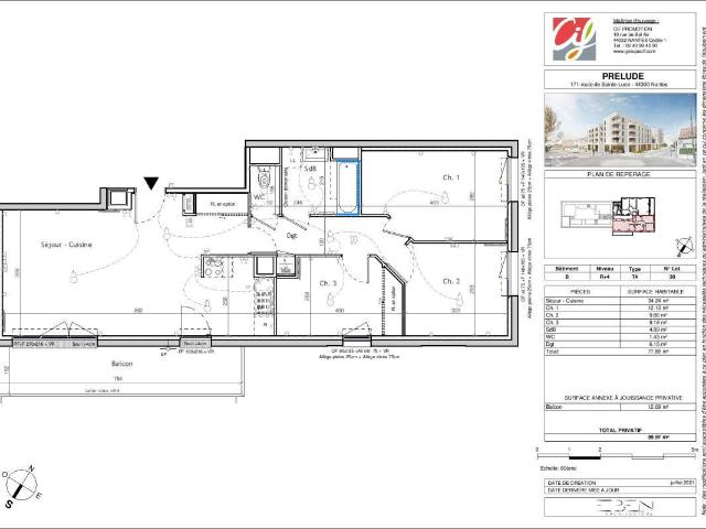 Appartement 4 pièces 77 m²