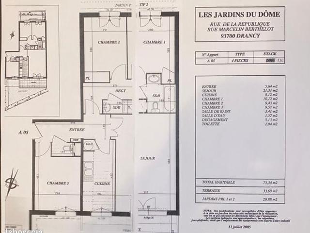 Appartement 4 pièces 75 m²