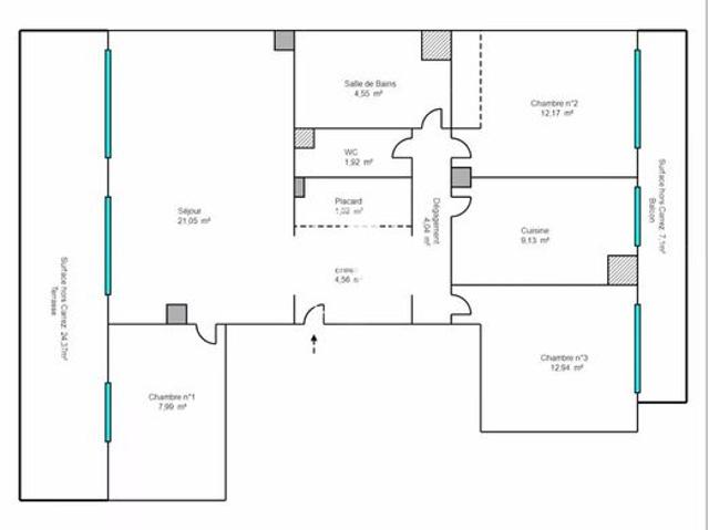 Appartement 4 pièces 80 m²