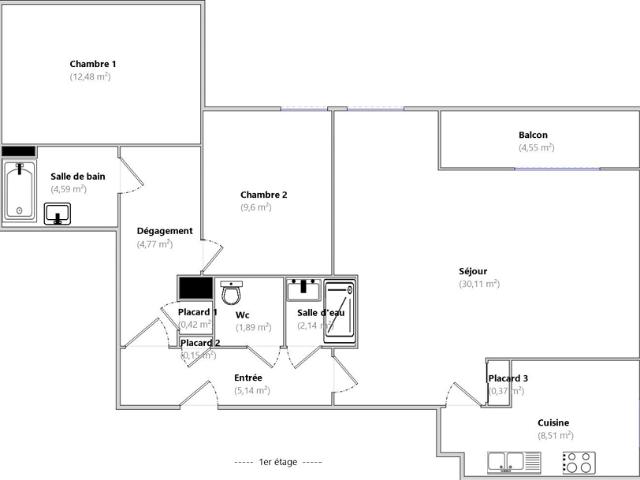 Appartement 4 pièces 80 m²