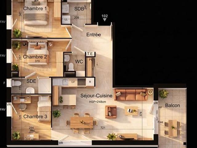 Appartement 4 pièces 81 m²
