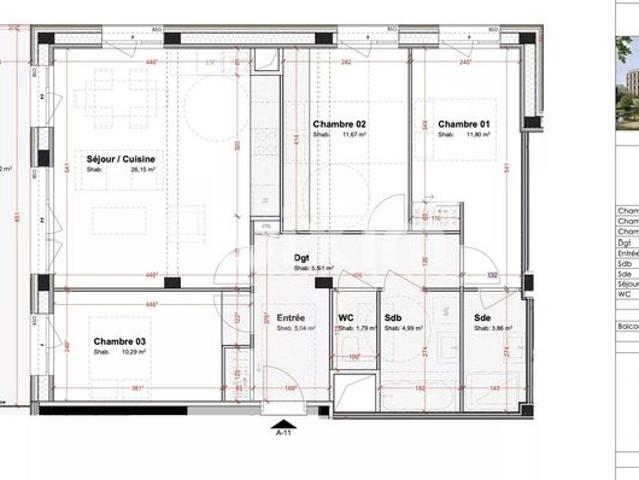 Appartement 4 pièces 81 m²