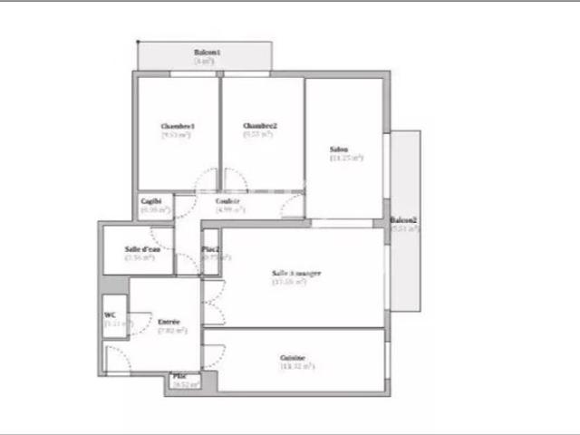 Appartement 4 pièces 82,09 m² avec balcons