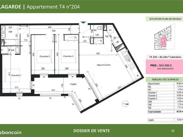 Appartement 4 pièces 85 m²