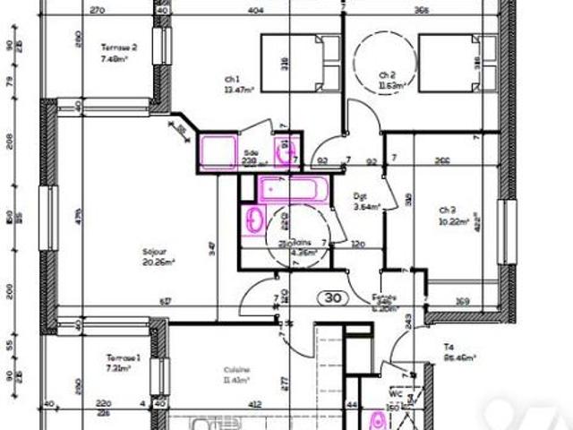 Appartement 4 pièces 85 m²