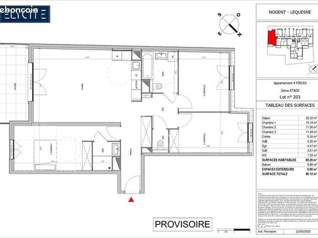 Appartement 4 pièces 88 m²