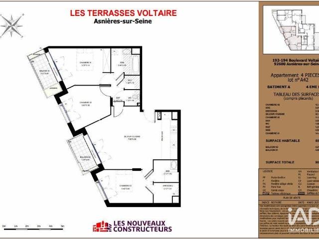 Appartement 4 pièces 89 m²