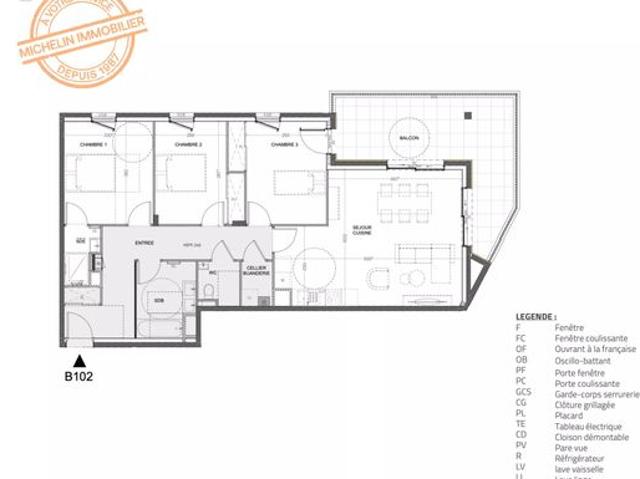 Appartement 4 pièces 93 m²