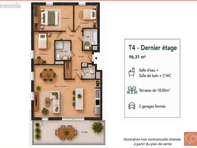 Appartement 4 pièces 96 m²