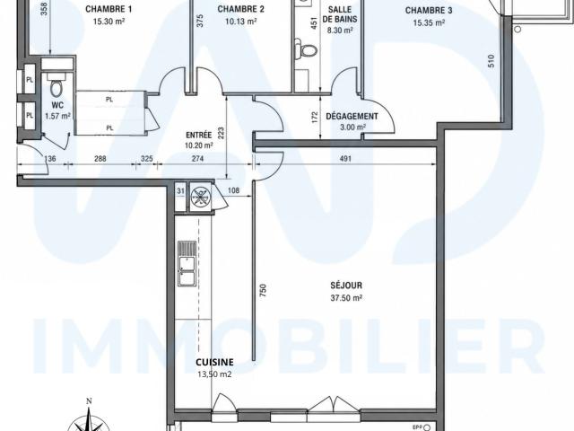 Appartement 4 pièces 112 m²