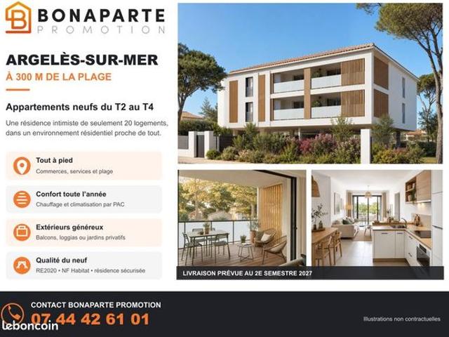 Appartement 4 pièces Argelès Neuf à 300 m plage