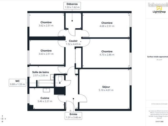 APPARTEMENT 5 pièces 91 m²