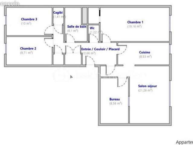 Appartement 5 pièces 97 m²