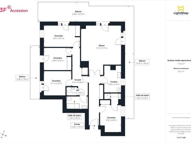 Appartement 5 pièces 105 m²