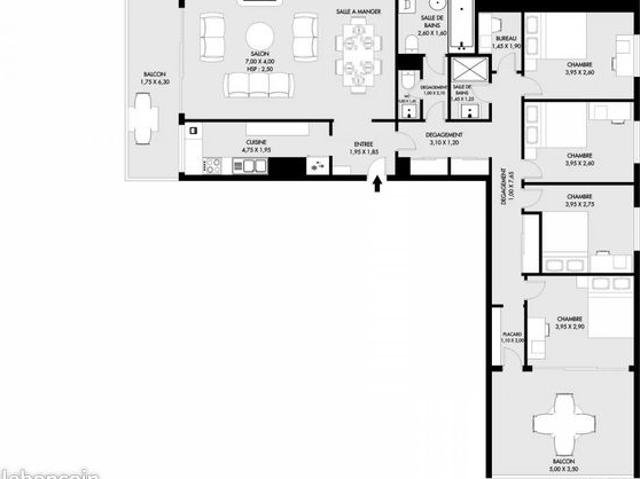 Appartement 5 pièces 107 m²