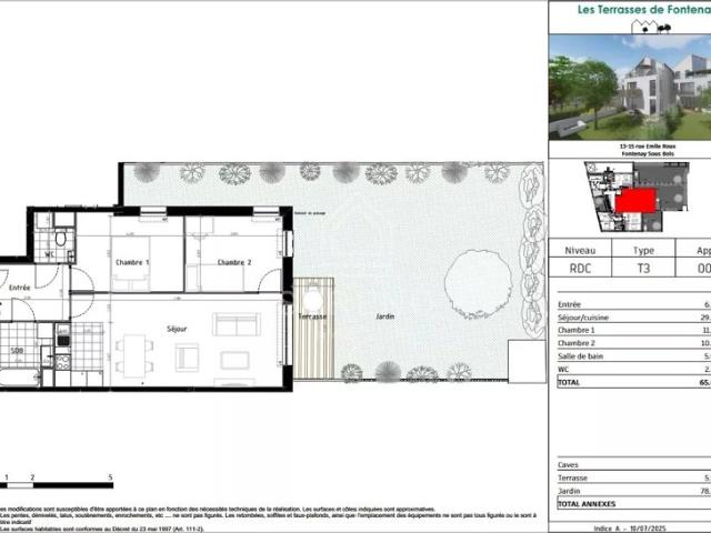 Appartement 65 m2 3 pièces