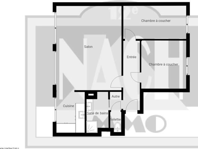 Appartement 65 m2 3 pièces