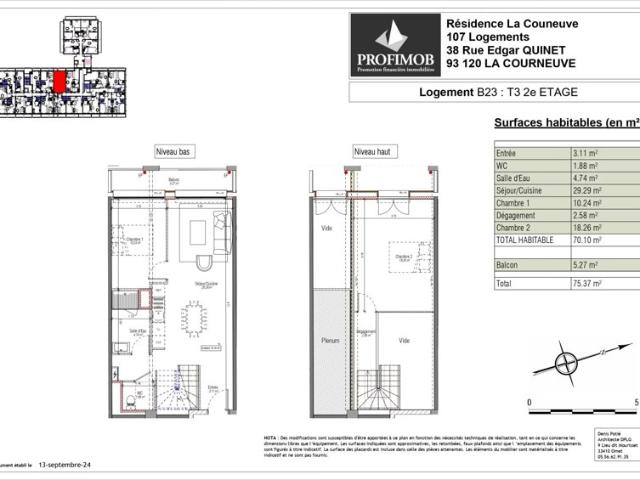 Appartement 70 m2 3 pièces