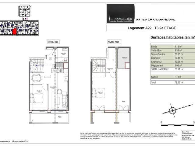 Appartement 70 m2 3 pièces
