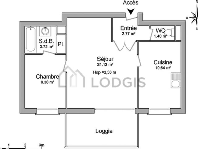 Appartement 1 chambre meublé avec terrasse et ascenseur Lyon 69003