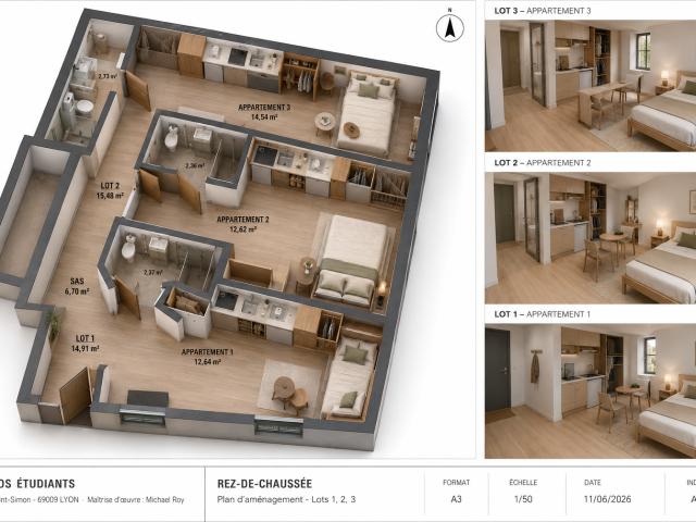 Appartement 1 pièce, 18 m² à louer à Lyon 9 69009