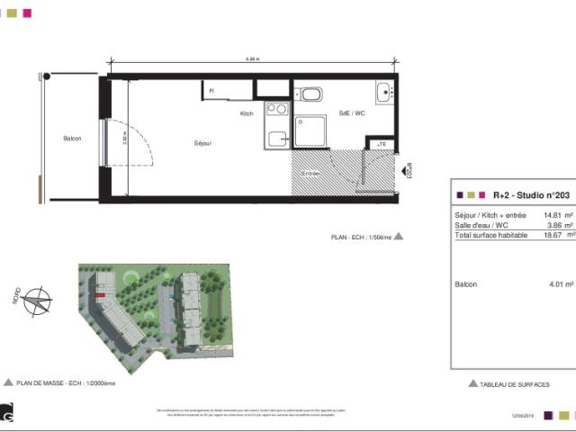Appartement 1 pièce 18.67m²