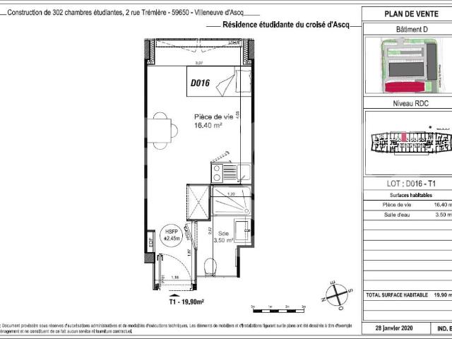 Appartement 1 pièce 19 m²