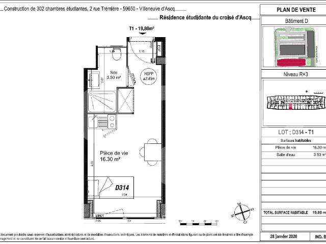 Appartement 1 pièce 19 m²