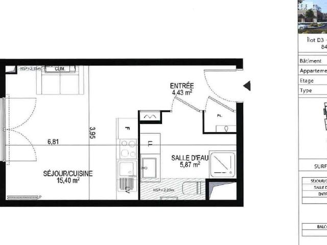 Appartement 1 pièce 26 m²