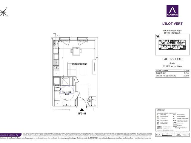 Appartement 1 pièce 28 m²