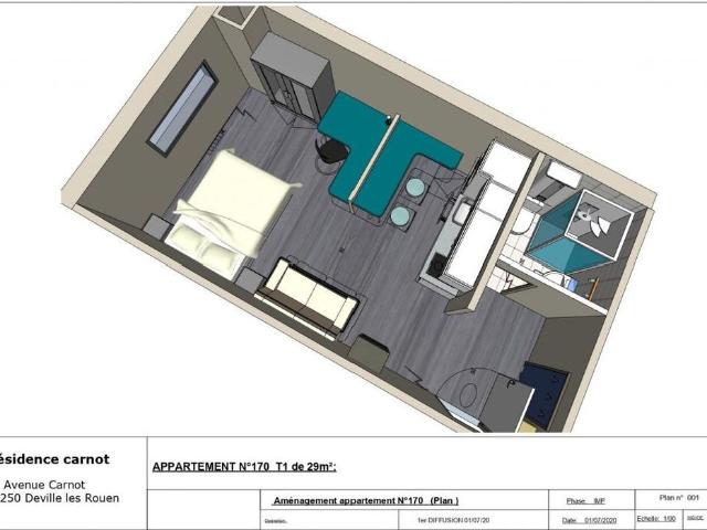 Appartement 1 pièce, 29 m² à louer à Déville lès Rouen 76250