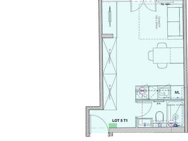 Appartement 1 pièce 22 m²