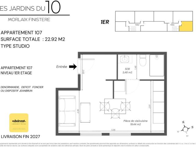 Appartement 1 pièce 23 m²
