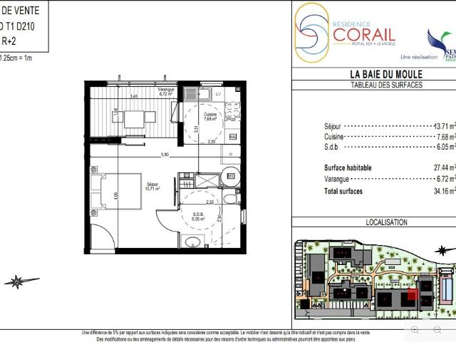 Appartement 1 pièce 34 m²