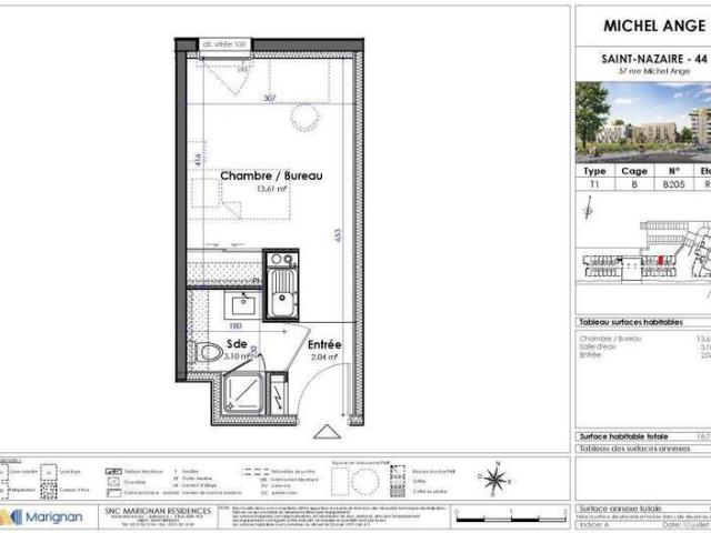 Appartement 1 pièce 44600 Saint Nazaire Réf: 3538