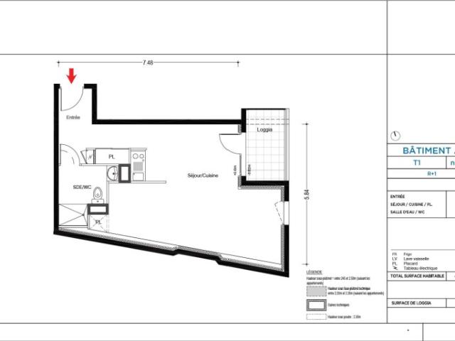 Appartement 1 pièce 42m²