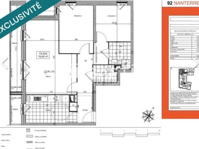 Appartement 2/3 chambres, balcons, parking et cave