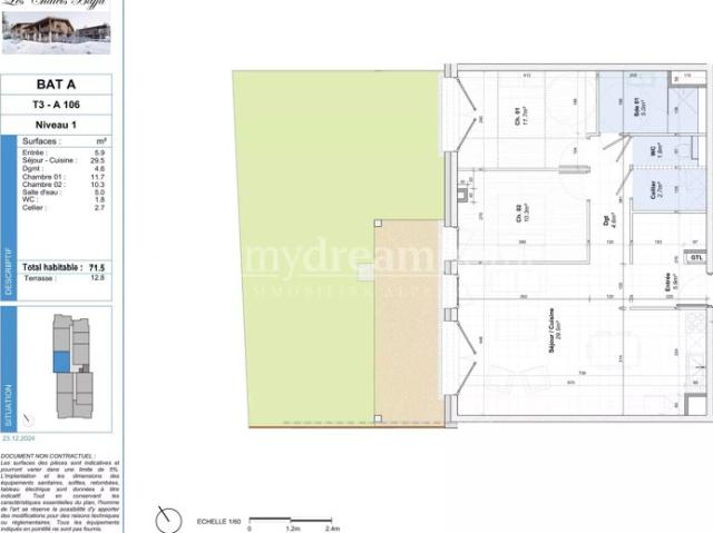 Appartement 2 chambres de 71.5 m² en plein coeur du village de Notre Dame de Bellecombe 73590