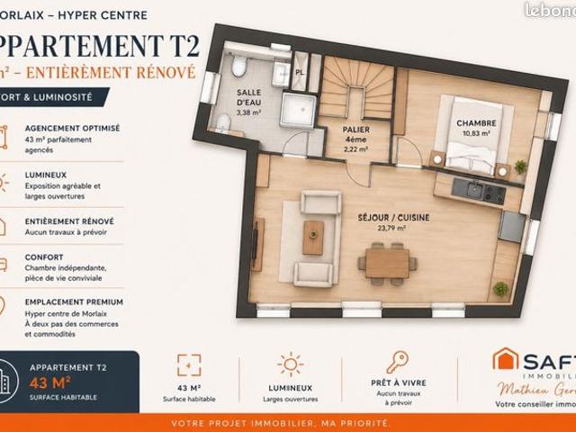 Appartement 2 pièces 43 m²
