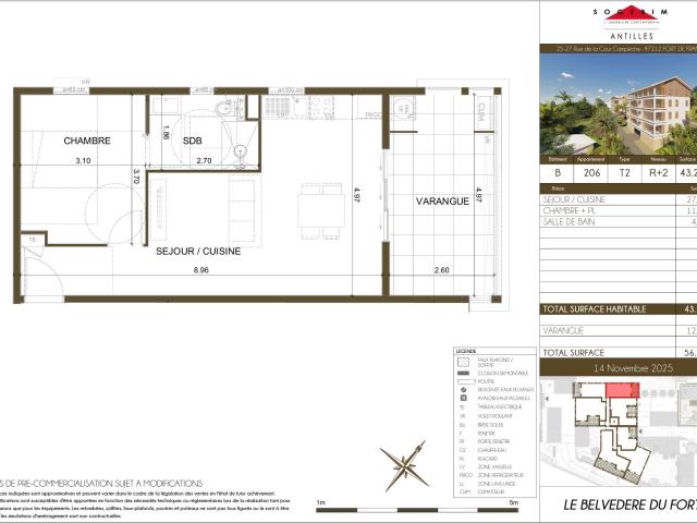 Appartement 2 pièces 43 m²