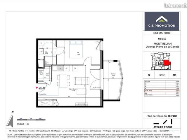 Appartement 2 pièces 43 m²