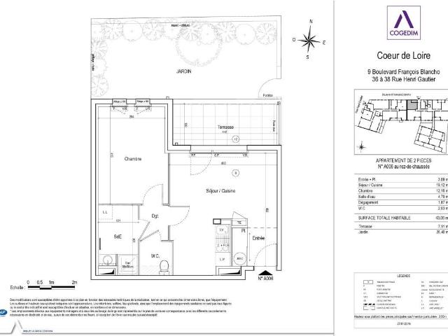 Appartement 2 pièces 43 m²