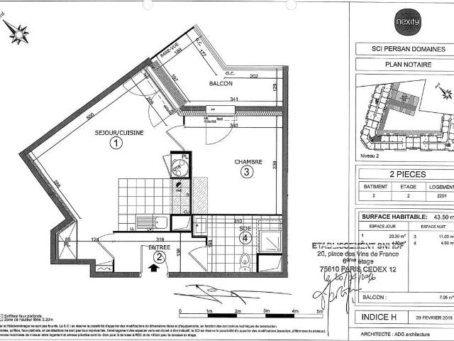 Appartement 2 pièces 43 m²