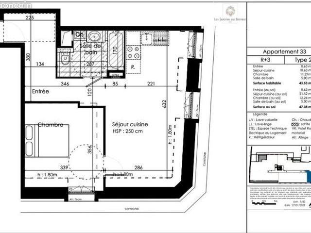 Appartement 2 pièces 43 m²