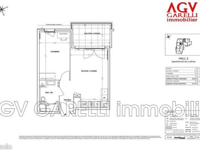 Appartement 2 pièces 43 m²